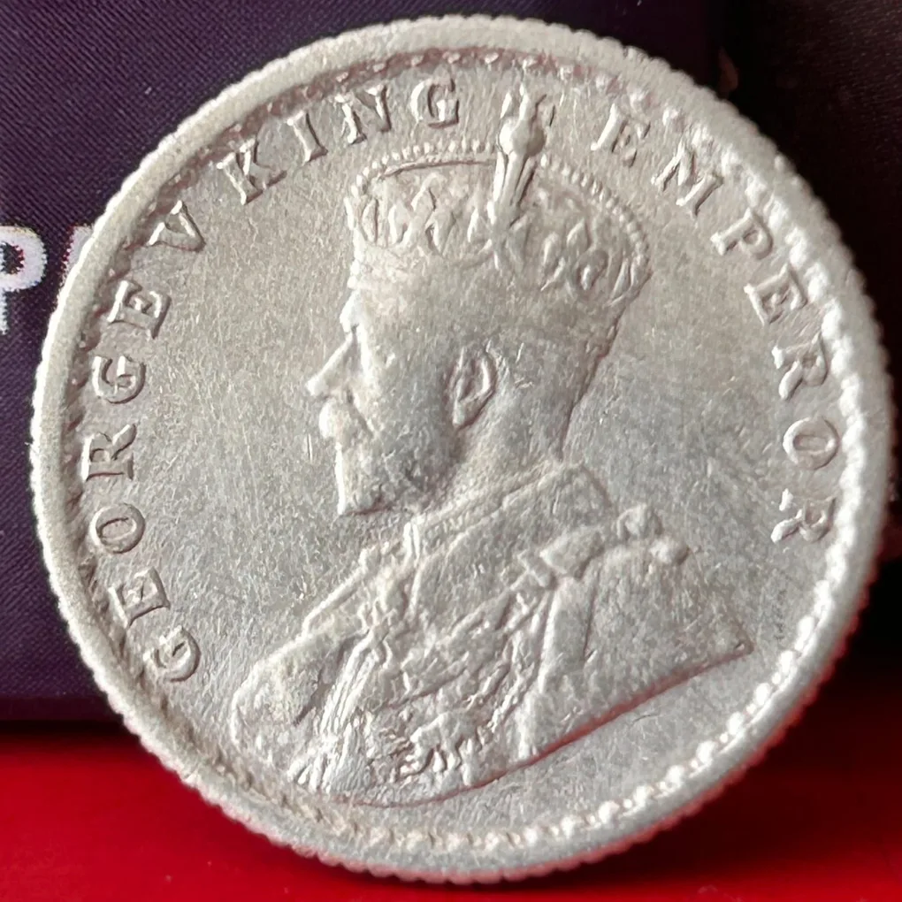 Rare 1/4 Rupee 1936 Silver Coin Calcutta Mint George V King Emperor British India Coin