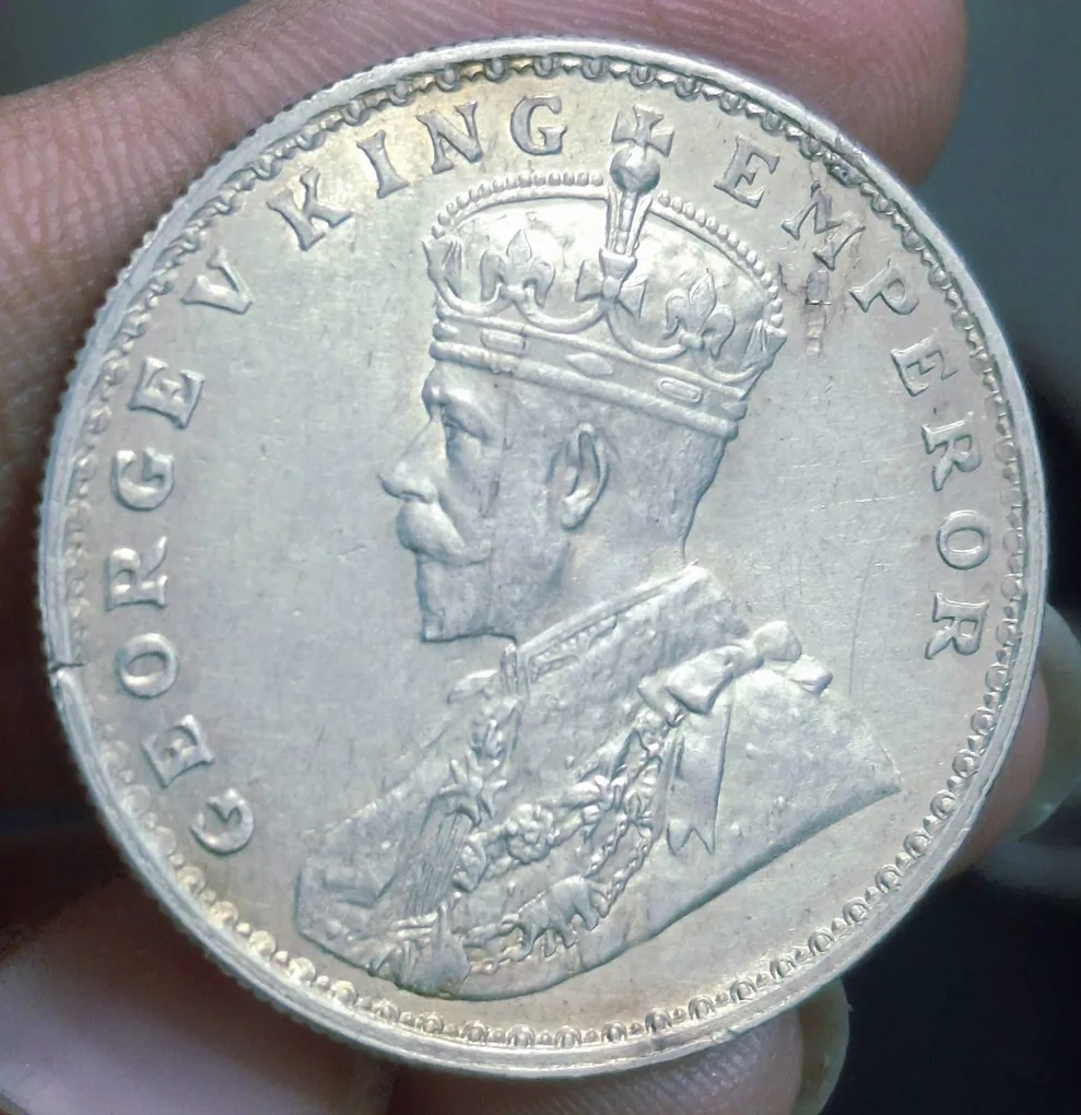 1922 One Rupees British-India George V Rare Date Bombay Mint AU Condition Silver Coin # 6464