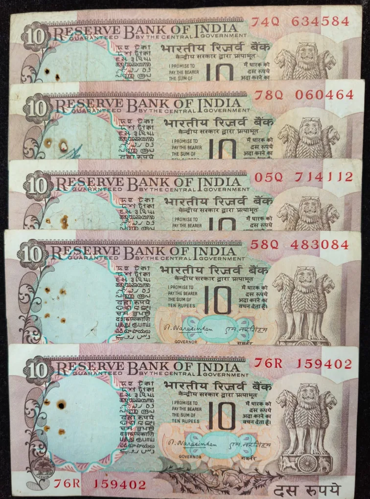 M. Narasimhan Rare Governor 10 Rupees Peacock Issue Buyer WILL Received Randomly One Note