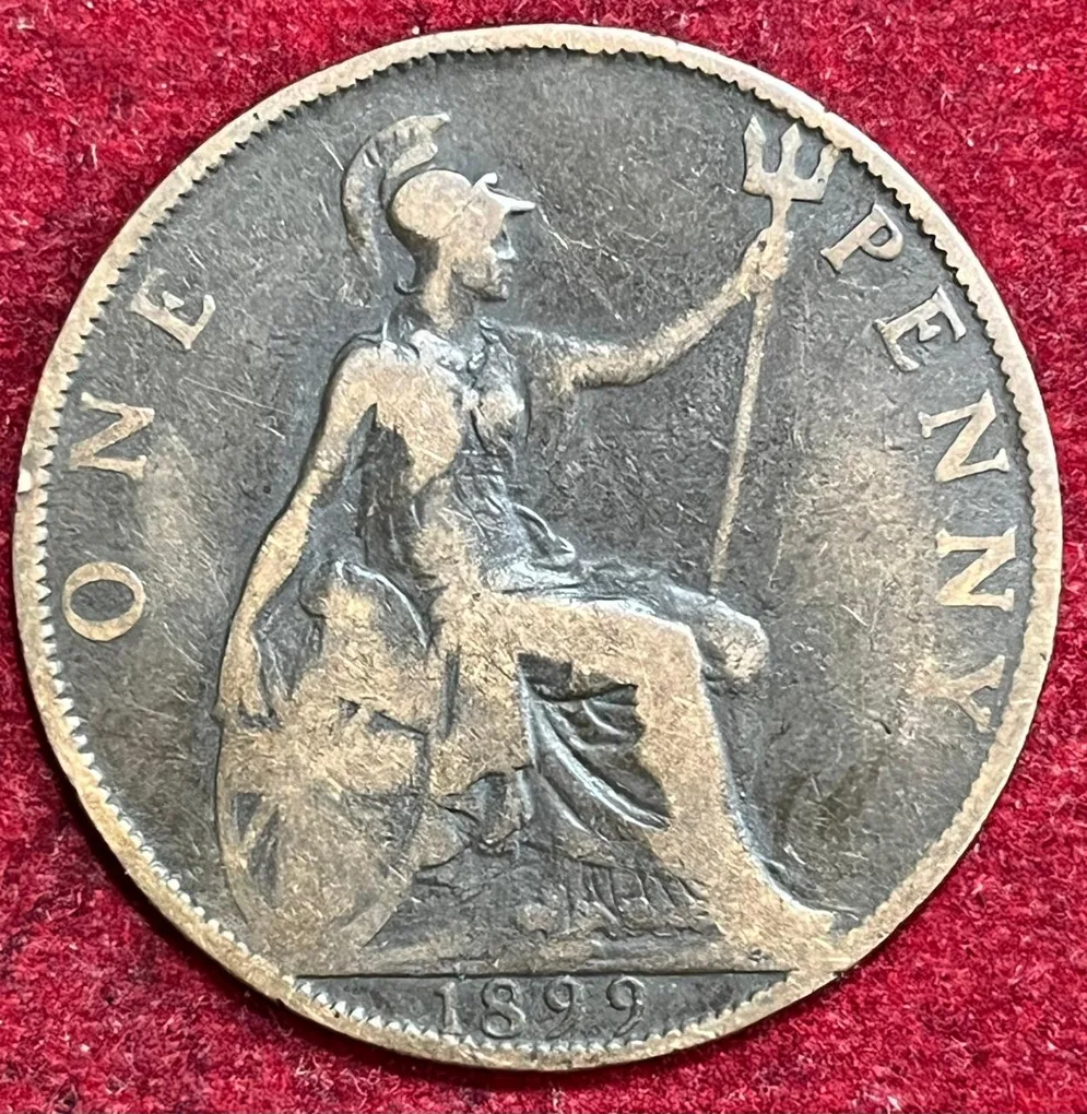 United Kingdom 1 Penny 1899 -Victoria II Rare Coin #S-27
