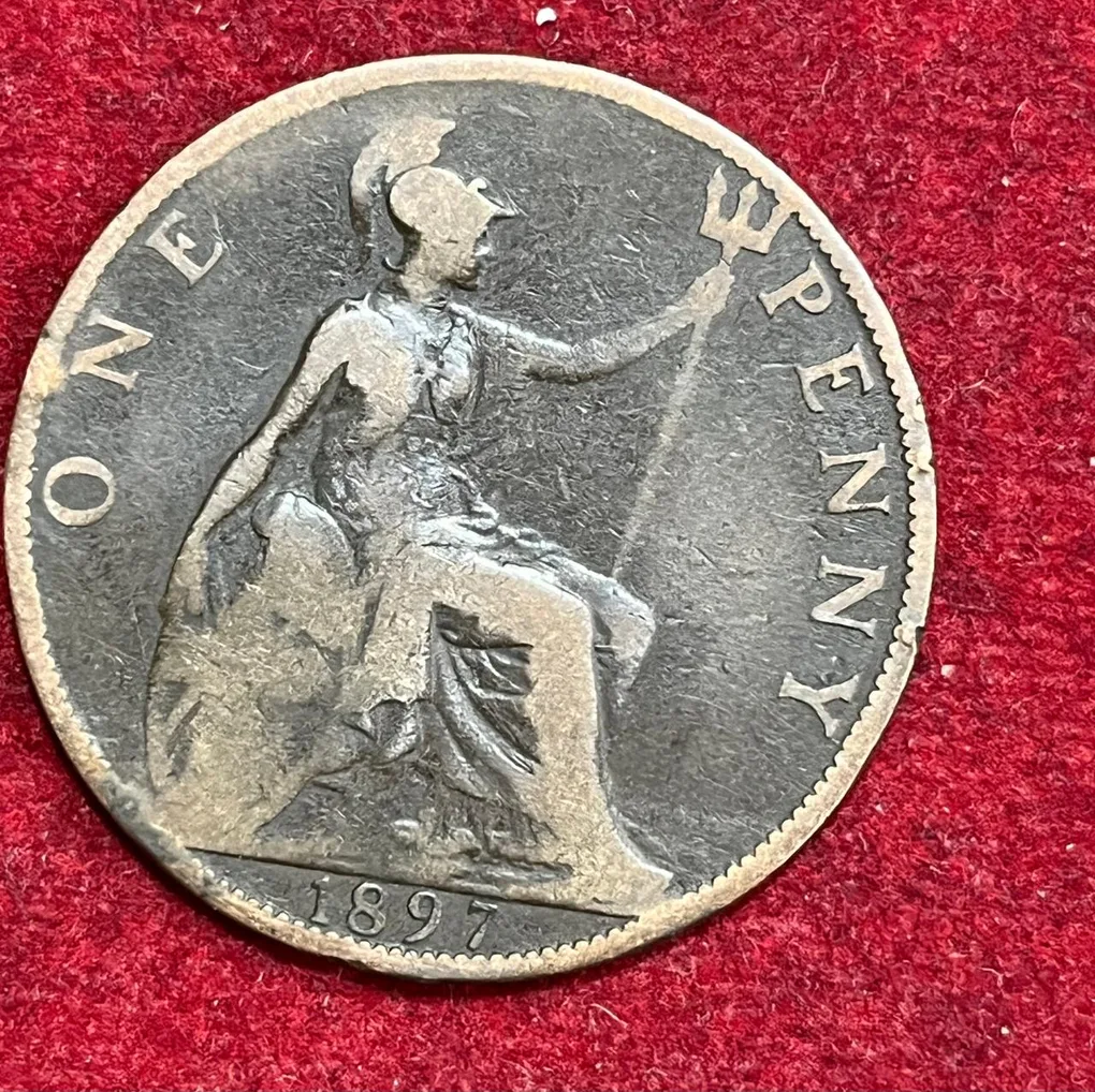 United Kingdom 1 Penny - Victoria 2nd (1897 )Rare Coin #S-31