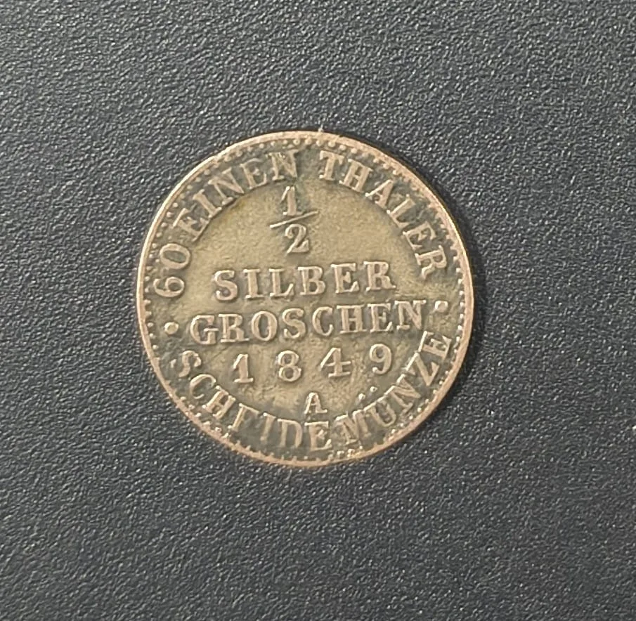 Prussia Kingdom of ½ Silber Groschen 1849 Frederick William IV Rare Coin # N-416