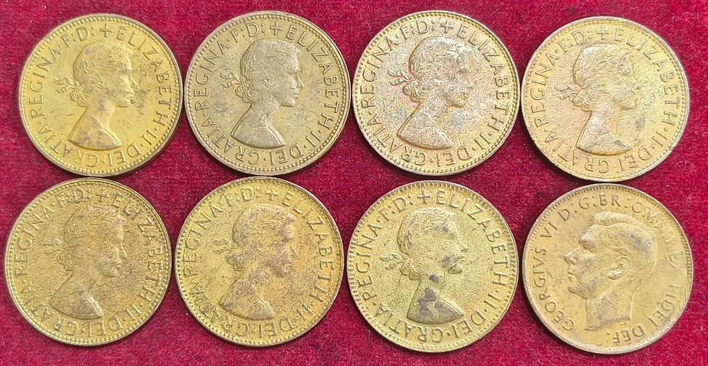 8 Diffearnt Stralia 1 Penny All Differnt Dates Set #S-45