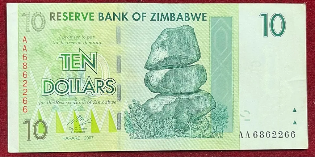 Zimbabwe 10 Dollars UNC Bank Note