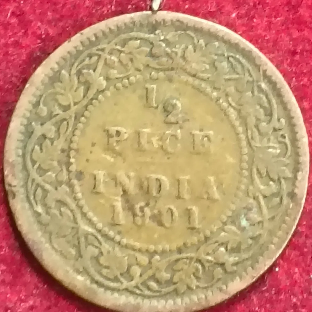 British India Victoria 1/2 Pice 1901 Rare Coin #S-142