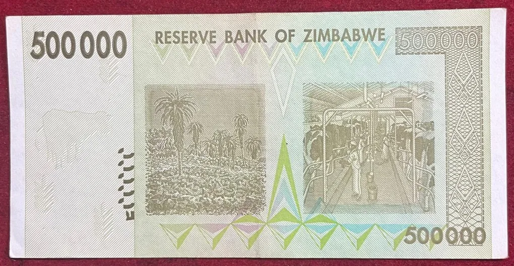 Zimbabwe 500000 Dollars Rare Note #B-2