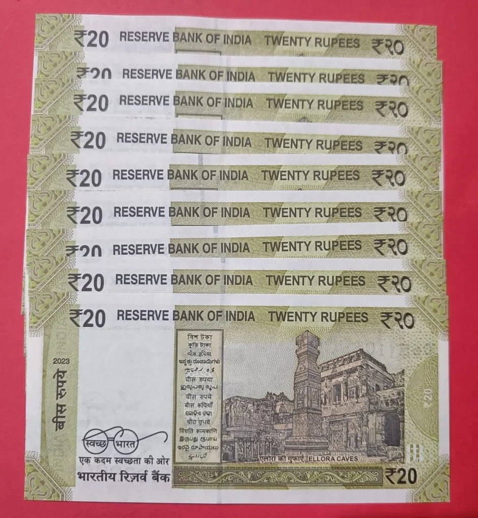 20 Rs 108100 to 108900 Same Prefix GEM UNC Set of 9 Notes