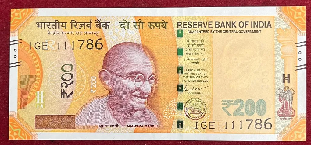 111786 Fancy Number 200 Rupees GEM UNC Rare Note