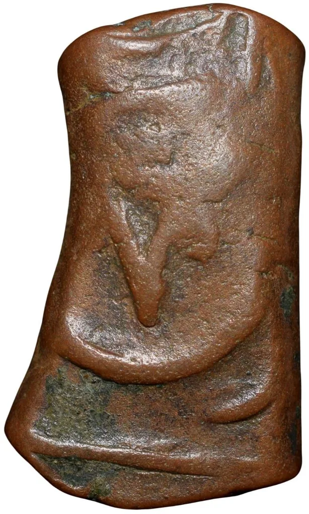 Copper Paisa of Muhiabad Poona Mint of Maratha Confederacy(17th-18th Cen. AD) with Nagfani/Cobra