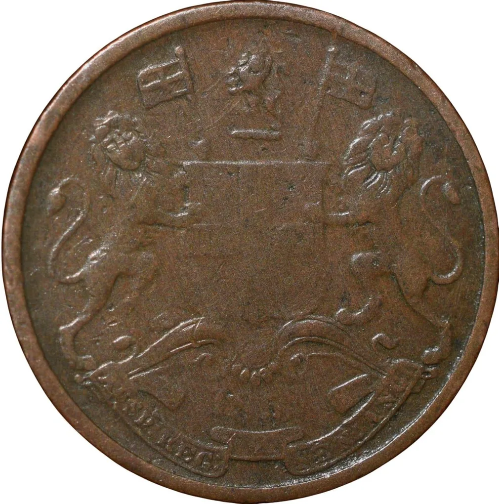 Copper 1/2 Pice of Queen Victoria - East India Company (AD 1853) of Calcutta Mint