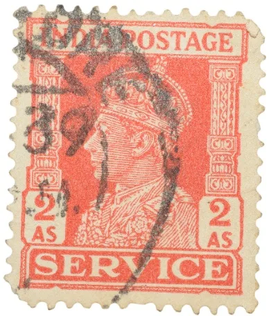 Postal Stamp of George VI 1/2 Anna Red Colour - Service Issue - Used Condition as per image.