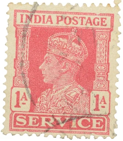 Postal Stamp of George VI 1 Anna Red Colour - Used Condition as per image.
