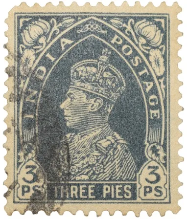 Postal Stamp of George VI 3 Pies Slate Colour - Used Condition as per image.