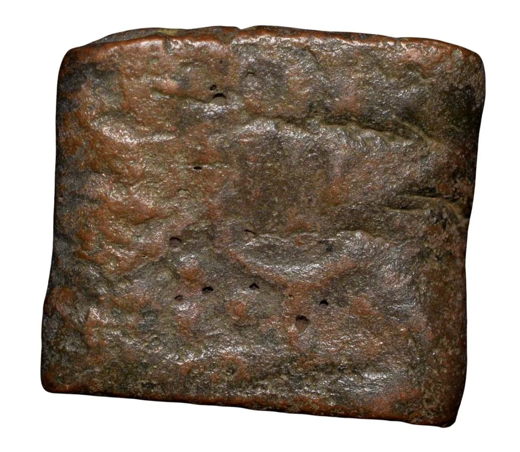 Copper Paisa of Hyderabad Feudatory 'Basmatnagar'(18th Cen. AD) with Palm - Hand Scarce