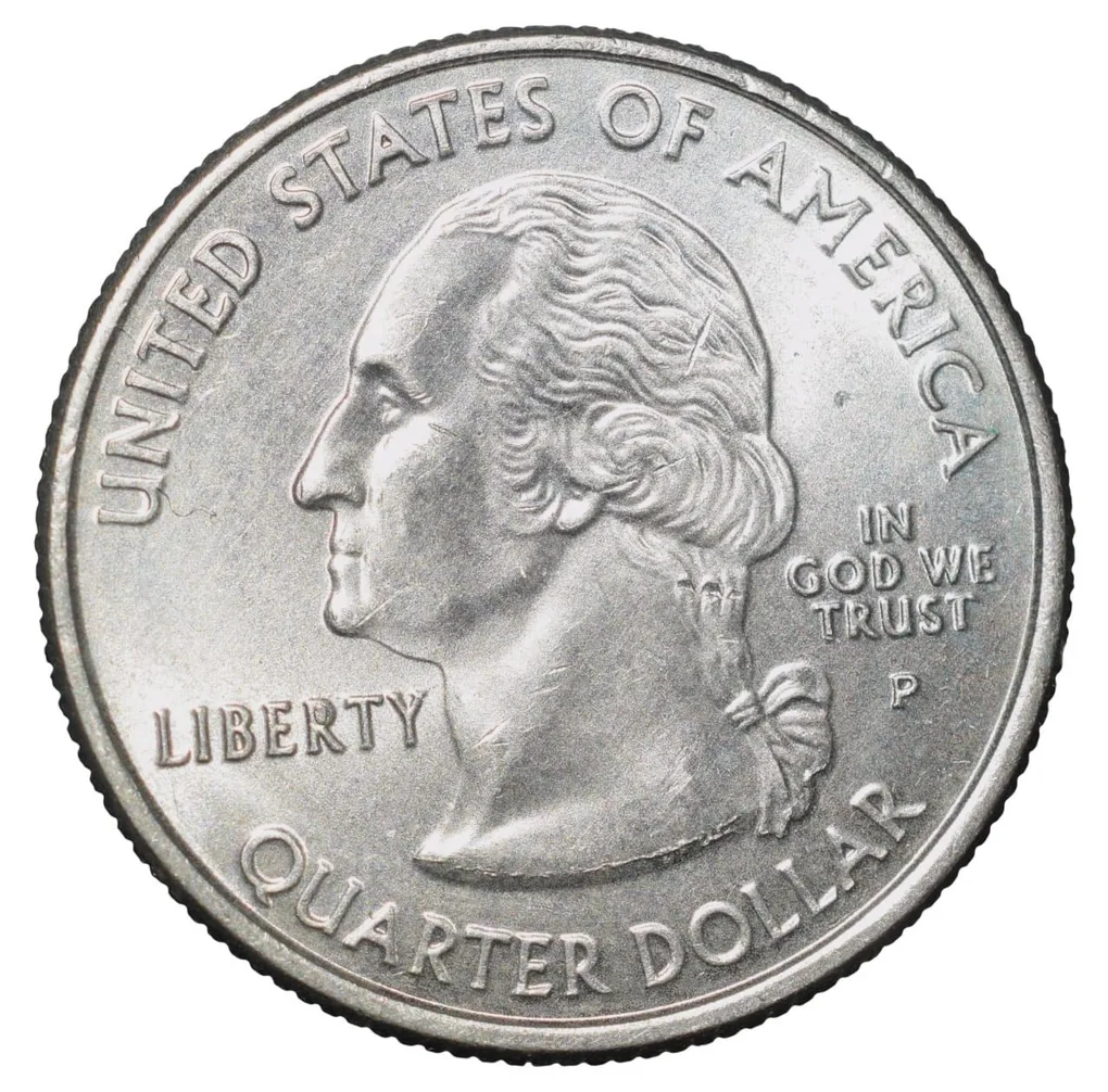 Nickel 1/4 Dollar of United States of America (AD 2007) Commemorative Issue 'Washington' - The Evergreen State UNC Grade