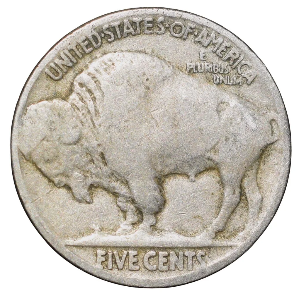 Copper-Nickel 5 Cents of USA (AD 1925) with Standing American Bison Rare