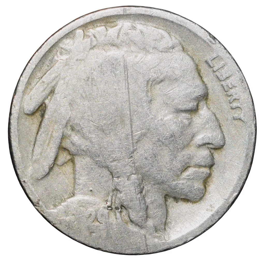 Copper-Nickel 5 Cents of USA (AD 1929) with Standing American Bison Rare