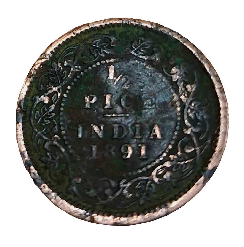 British India Copper 1/2 Pice Year 1891 Victoria Empress in Used Condition.