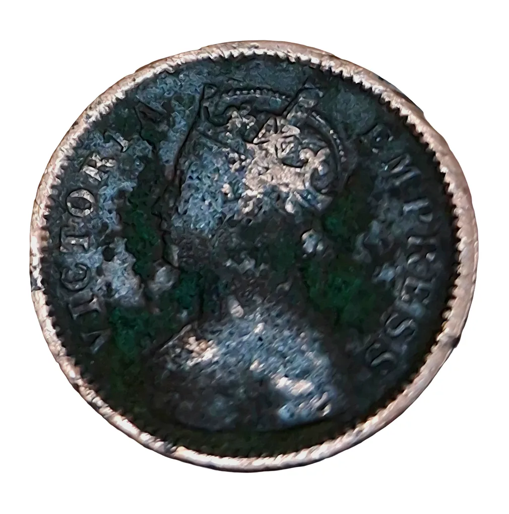 British India Copper 1/2 Pice Year 1891 Victoria Empress in Used Condition.