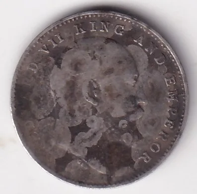 Two Annas 1907 King Edward Silver Coin
