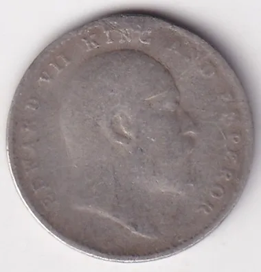 Two Annas 1904 King Edward Silver Coin