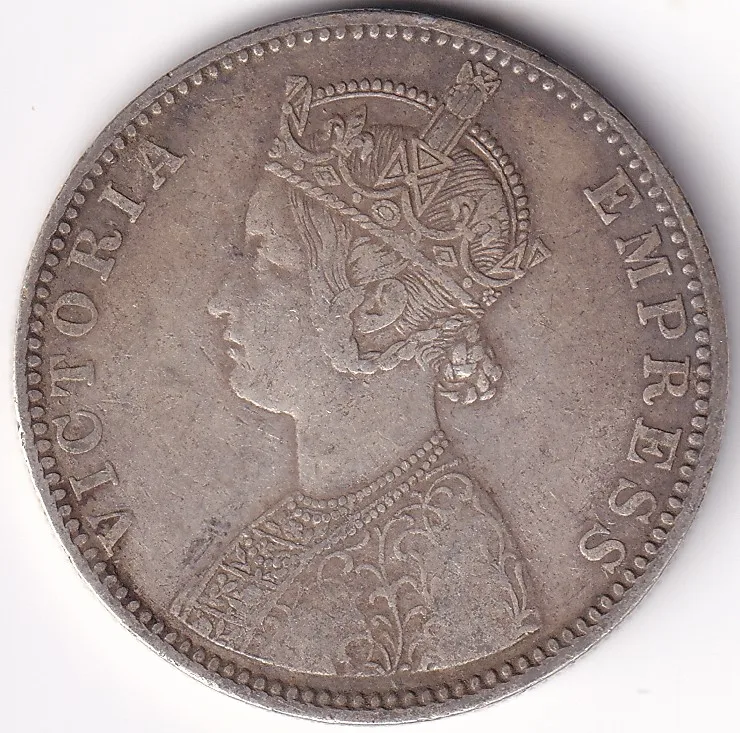 British India 1889 One Rupee Victoria Empress Silver Coin #2