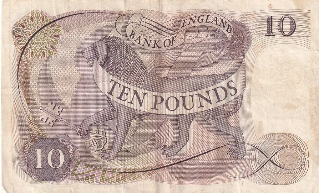 Ex Rare 10 Pounds 1970-75 Queen Elizabeth II Old Very Fine Note #1