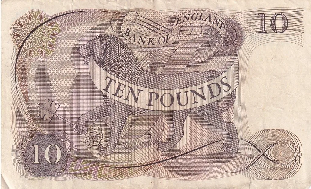 Ex Rare 10 Pounds 1970-75 Queen Elizabeth II Old Very Fine Note #3