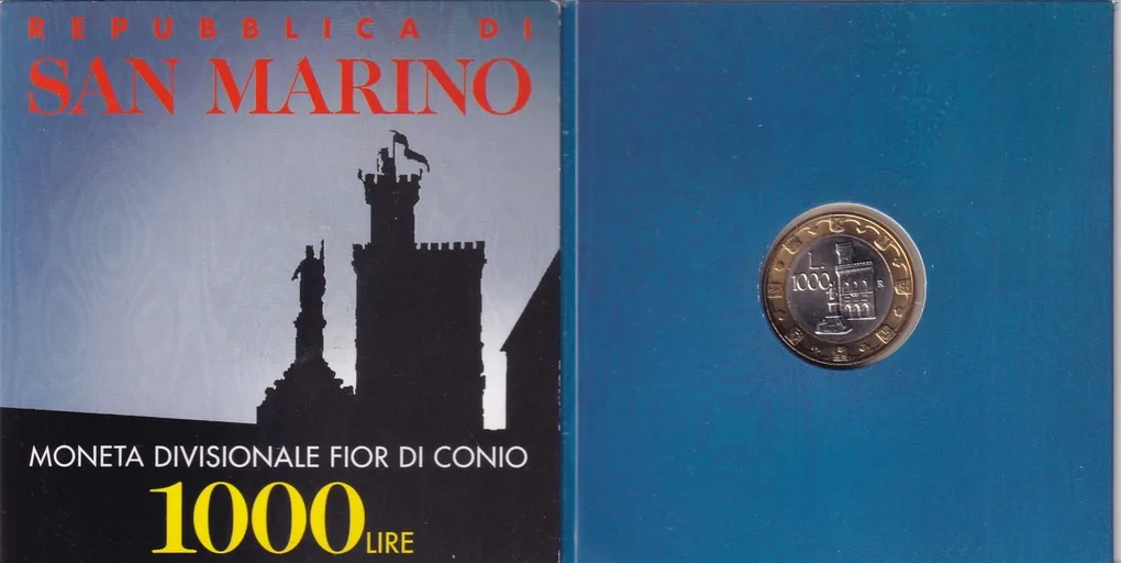 SAN Marino 1000 LIRE 1997 Rare Mint Packed Coin with Beautiful Folder