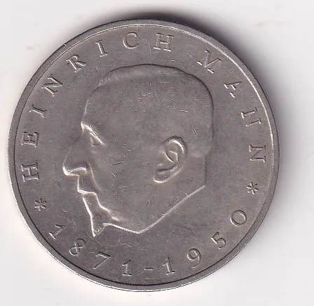 German Democratic 20 Mark 1971 - 100th Anniversary - Birth of Heinrich Mann Commemorative issue Rare UNC Coin # I-61