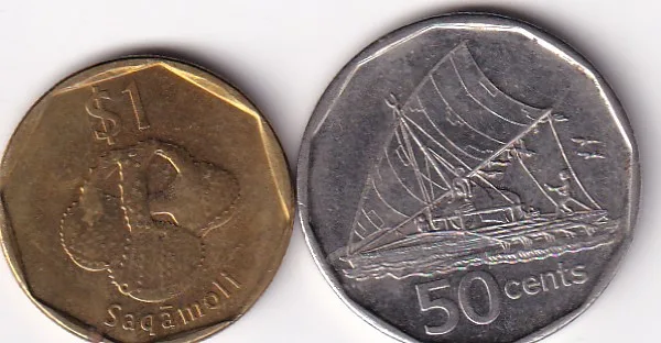 Fiji (1 Dollar & 50 Cent) 2 Coin Set Rare Coin #I-65