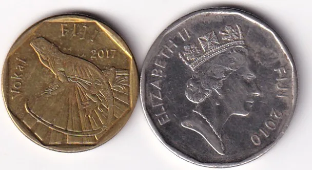 Fiji (1 Dollar & 50 Cent) 2 Coin Set Rare Coin #I-65