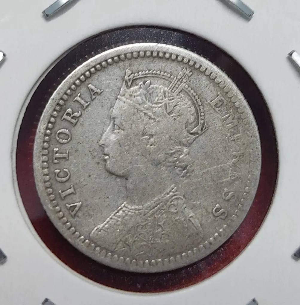 1/4 Rupee Silver Victoria Empress 1893 Calcutta Mint