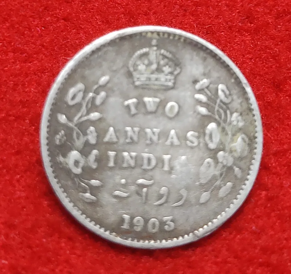 Two Annas Silver Coin Edward VII 1903 Calcutta Mint