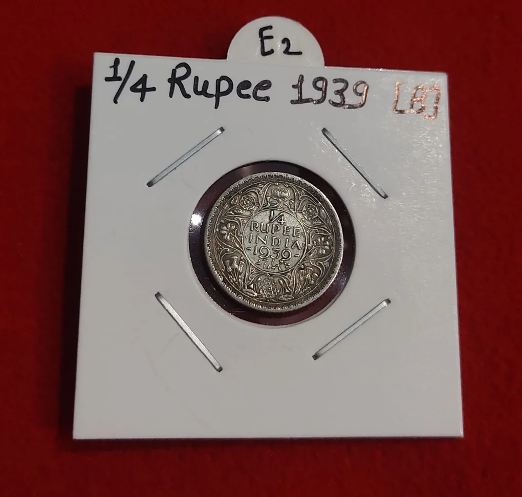 1/4 Rupee Silver Coin 1939 Bombay Mint