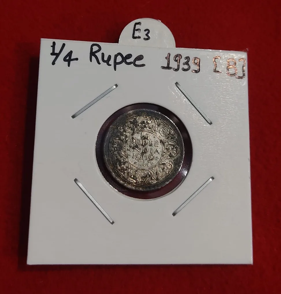 1/4 Rupee Silver Coin 1939 Bombay Mint