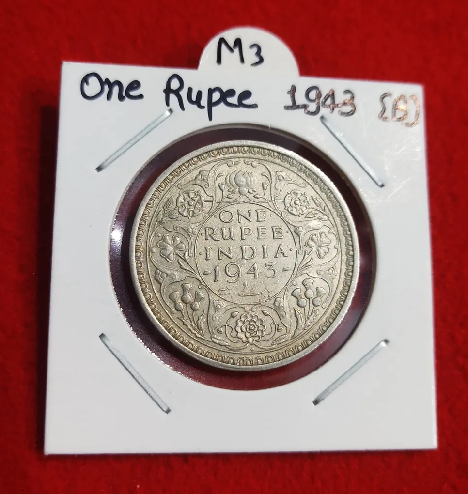 One Rupee Half Silver Coin 1943 Bombay Mint