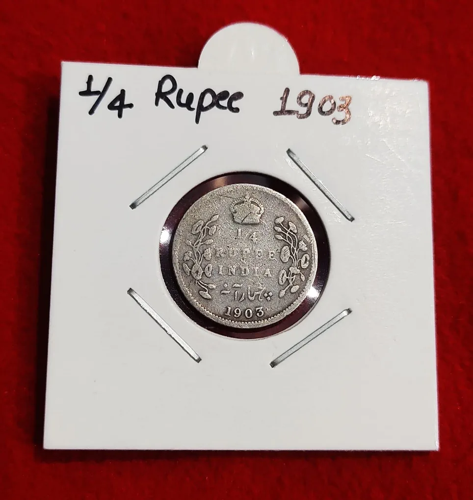 1/4 Rupee Silver Coin Edward VII 1903