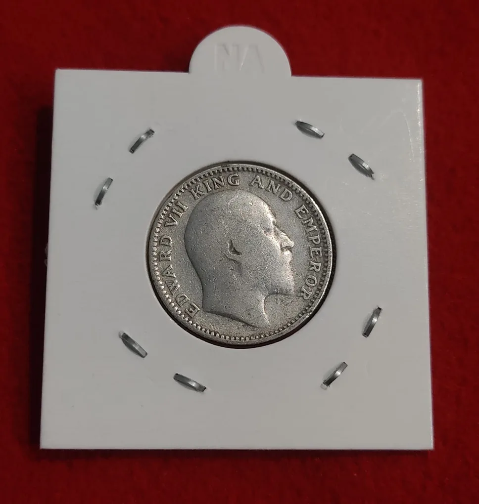 Half Rupee Silver Coin Edward VII 1907 Calcutta Mint