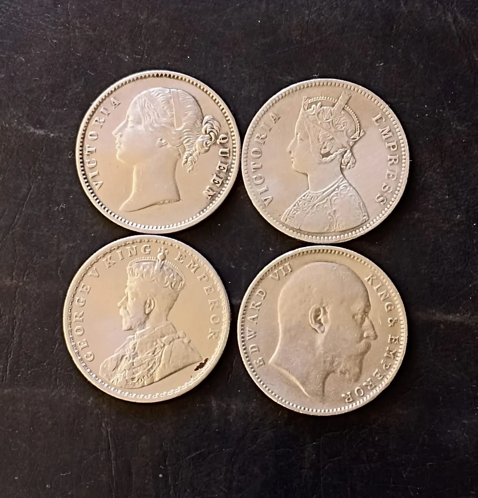 East india company Victoria queen divided legends Silver British India Victoria empress King and emperor George v King and emperor Edward VII Same and similar set are available