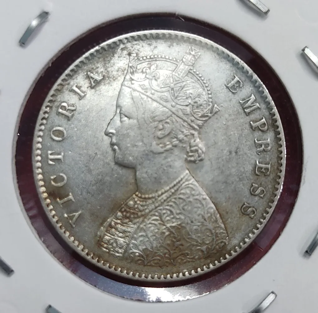 Half Rupee Silver Victoria Empress 1887 Calcutta Mint