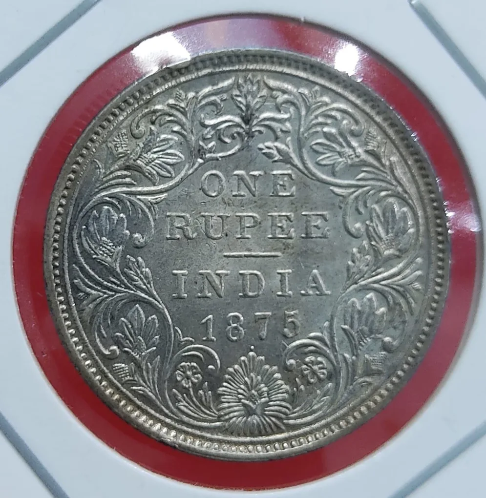 One Rupee Silver Coin Victoria Queen 1875 Bombay Mint