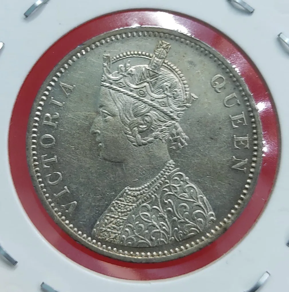 One Rupee Silver Coin Victoria Queen 1875 Bombay Mint