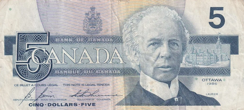 Canada 5 Dollar Old Issue Ottawa 1986 Series Rare Note