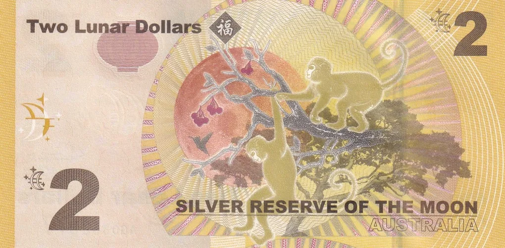 Australia 2 Lunar Dollars Rare Note # Q