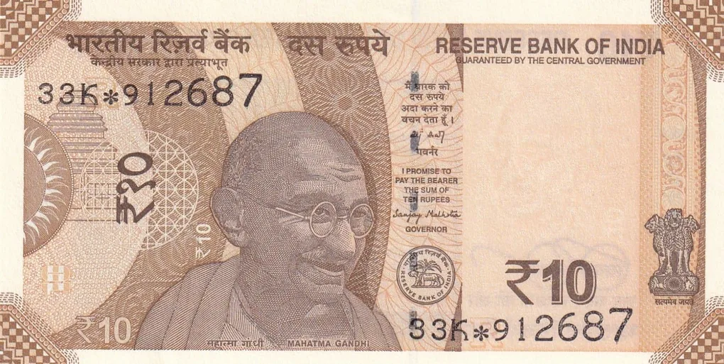 Reverse 786 Star 10 Rupees Governor Sanjay Malhotra UNC Note