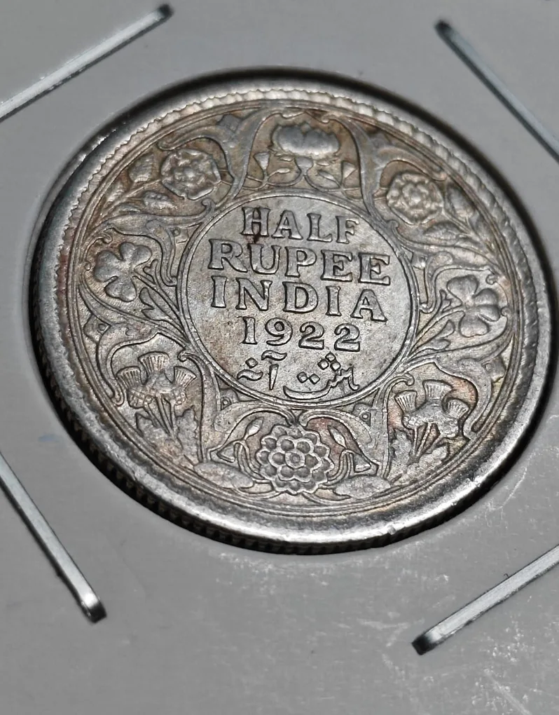 Half Rupee Coin 1922 Calcutta Mint George V King Emperor