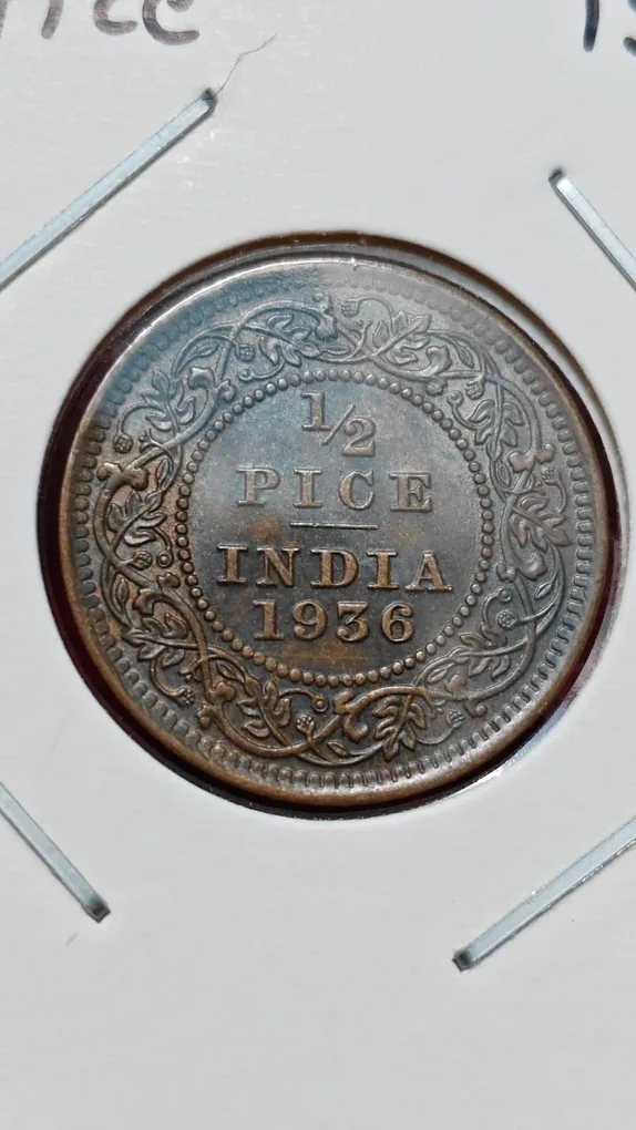 1/2 Pice 1936 Coin George V King Emperor Coin SKU B2