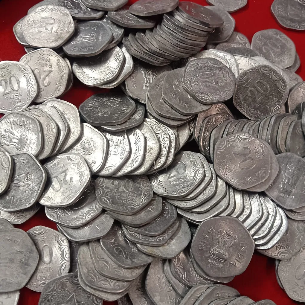 Twenty Paise Aluminium Unc Condition Coins 100 Pcs Given Mix Years