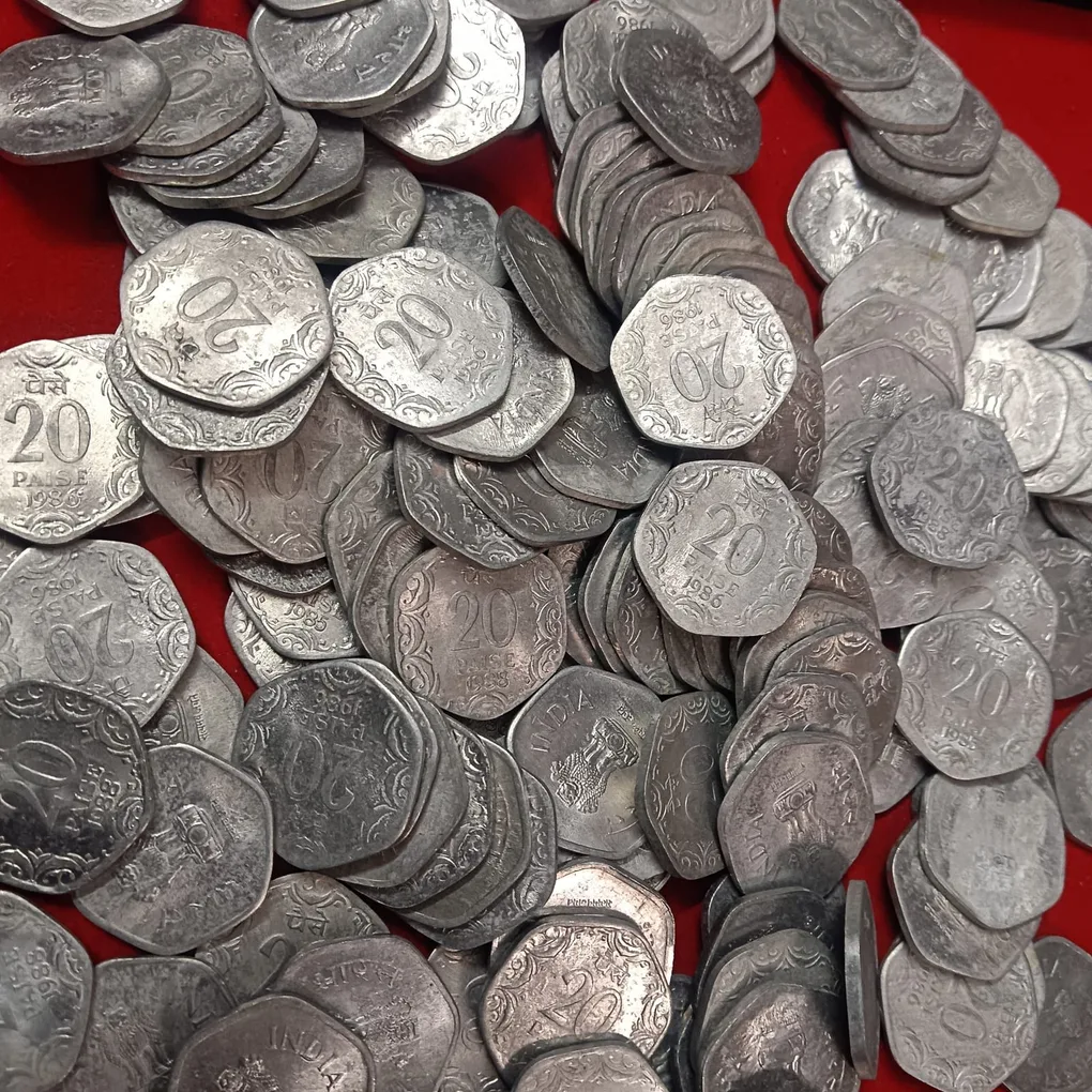 Twenty Paise Aluminium Unc Condition Coins 100 Pcs Given Mix Years